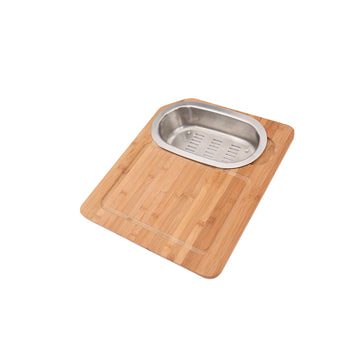 Wood Cutting Board with Stainless Steel Colander - CC760